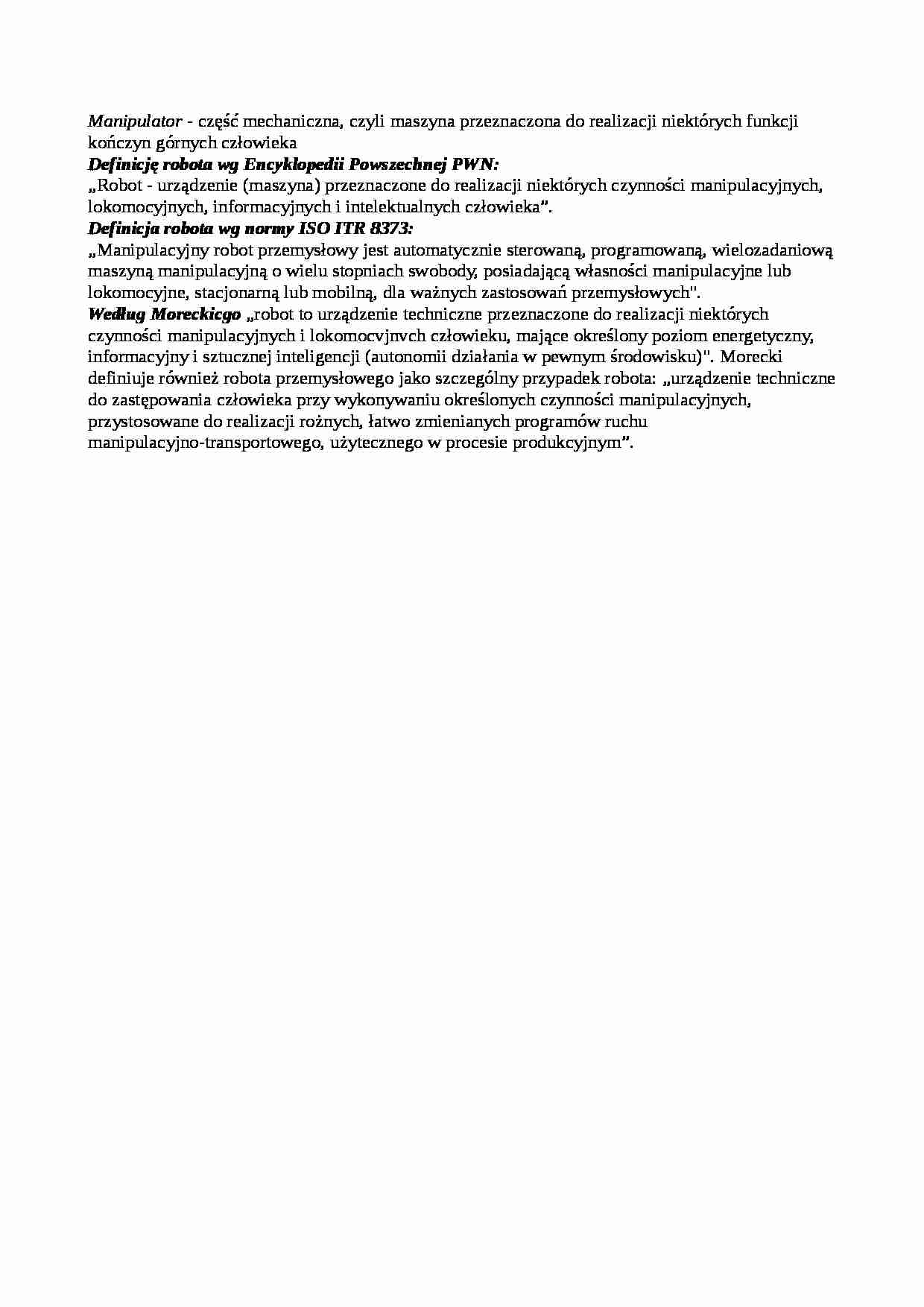 Kilka definicji robota - strona 1