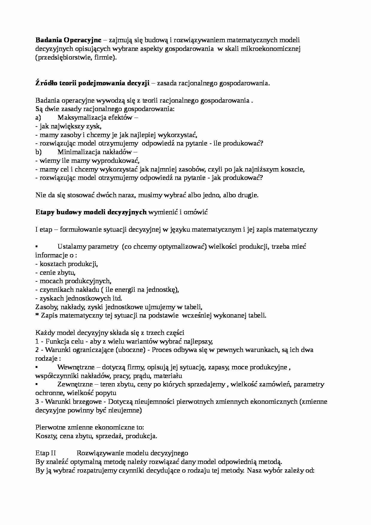 Źródła i etapy budowy modeli decyzyjnych - strona 1