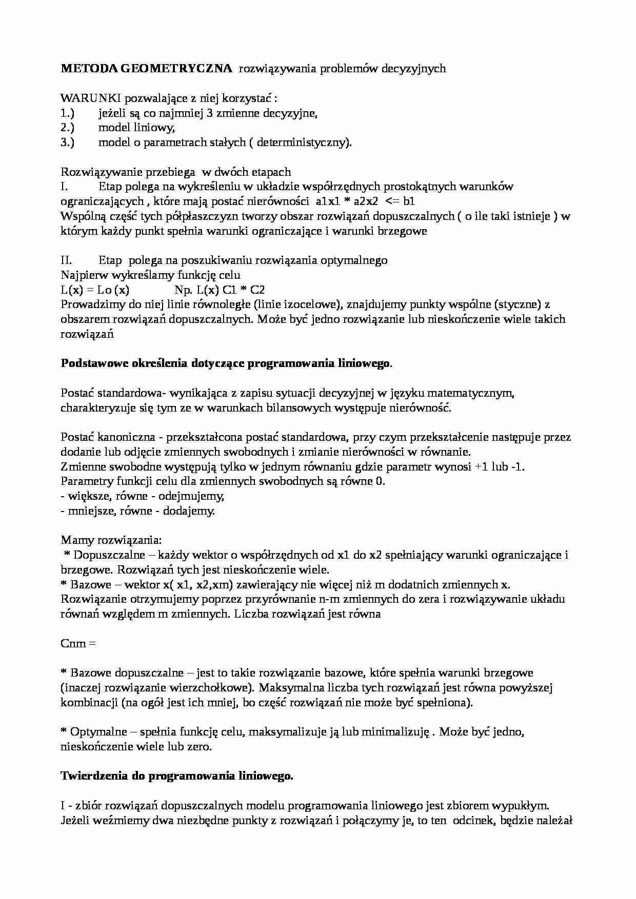 Metoda geometryczna - opracowanie - strona 1