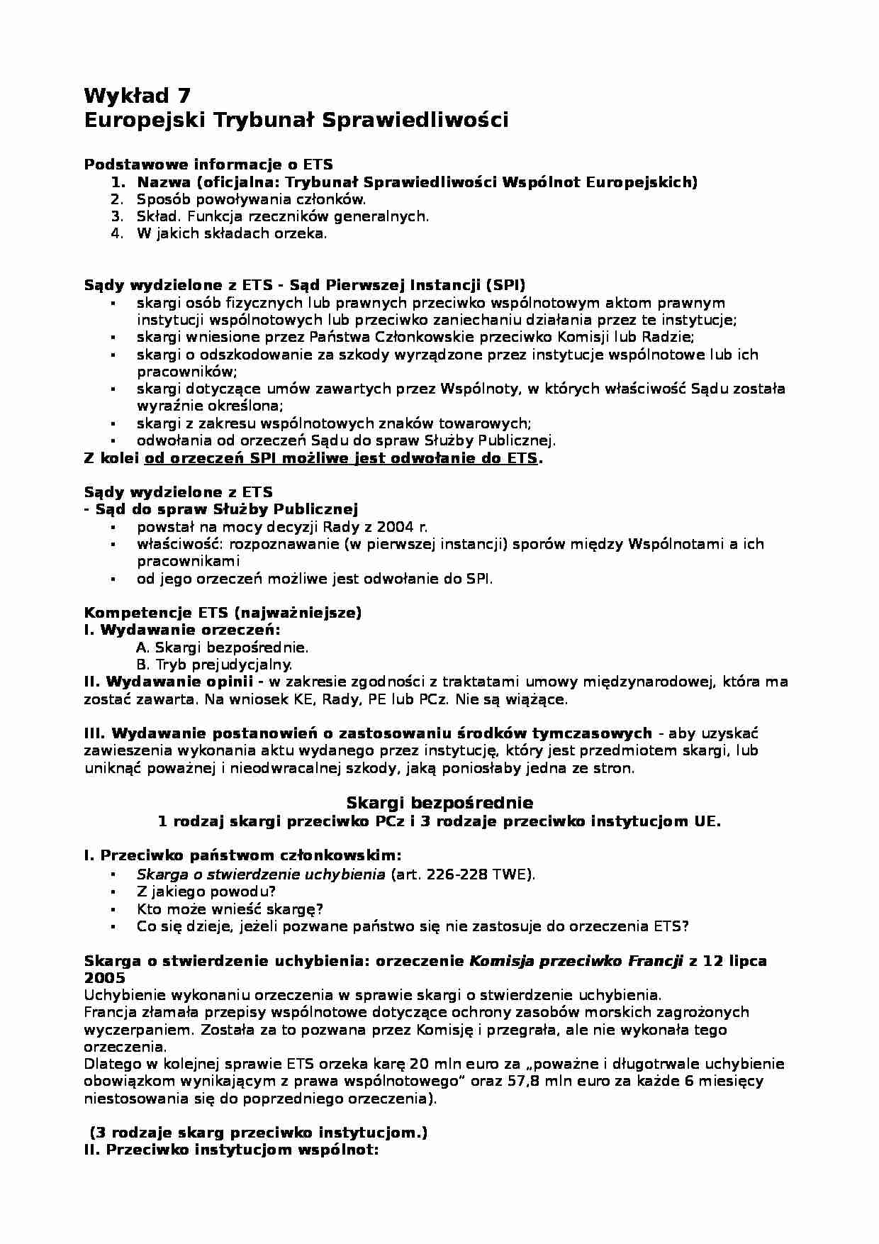 Europejski Trybunał Sprawiedliwości  - strona 1