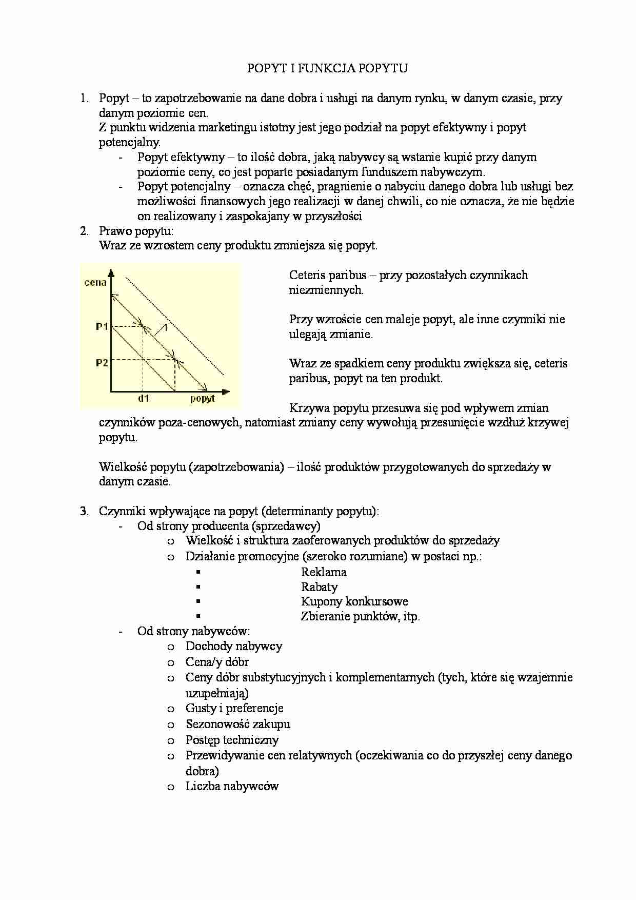 Popyt i funkcje popytu  - strona 1