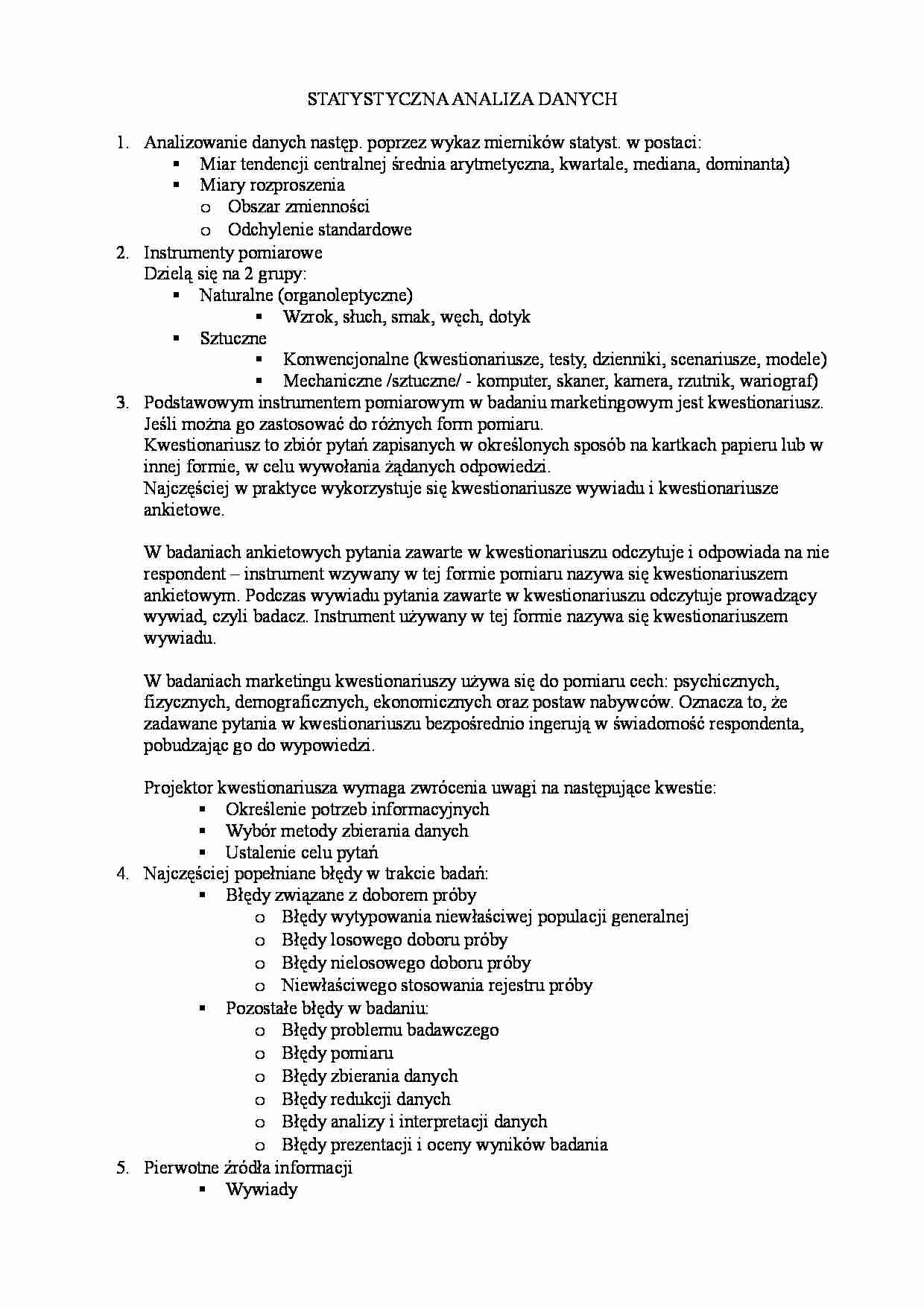 Statystyczna analiza danych  - strona 1