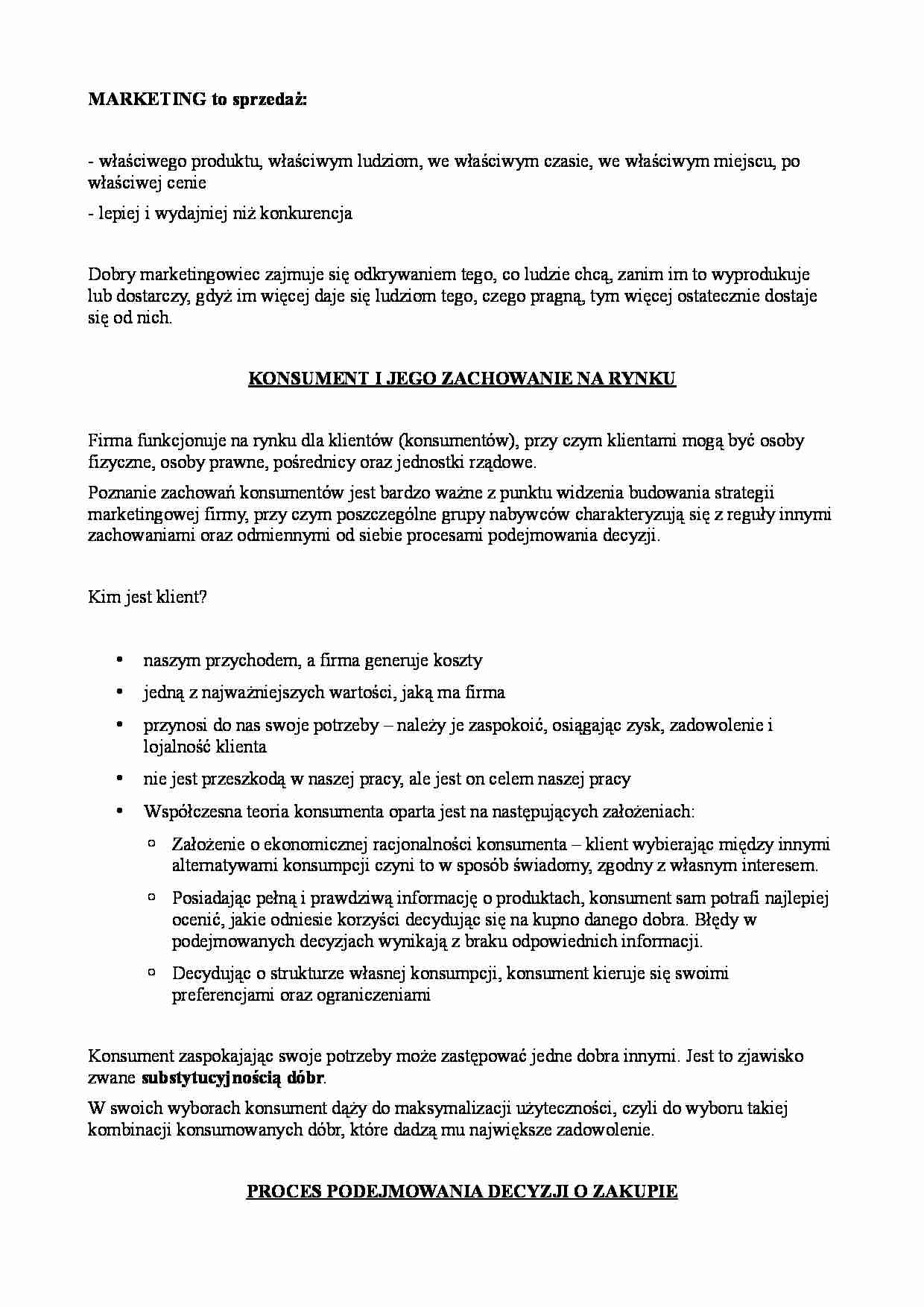 Konsument i jego zachowanie na rynku  - strona 1