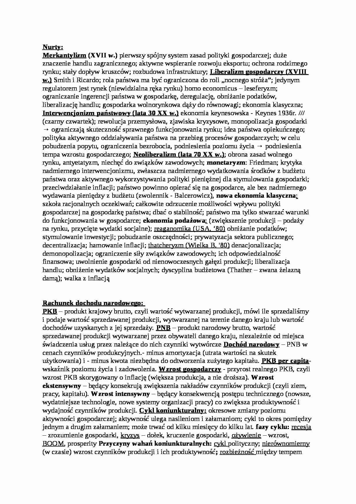 Ekonomia - opracowanie zagadnień  - strona 1