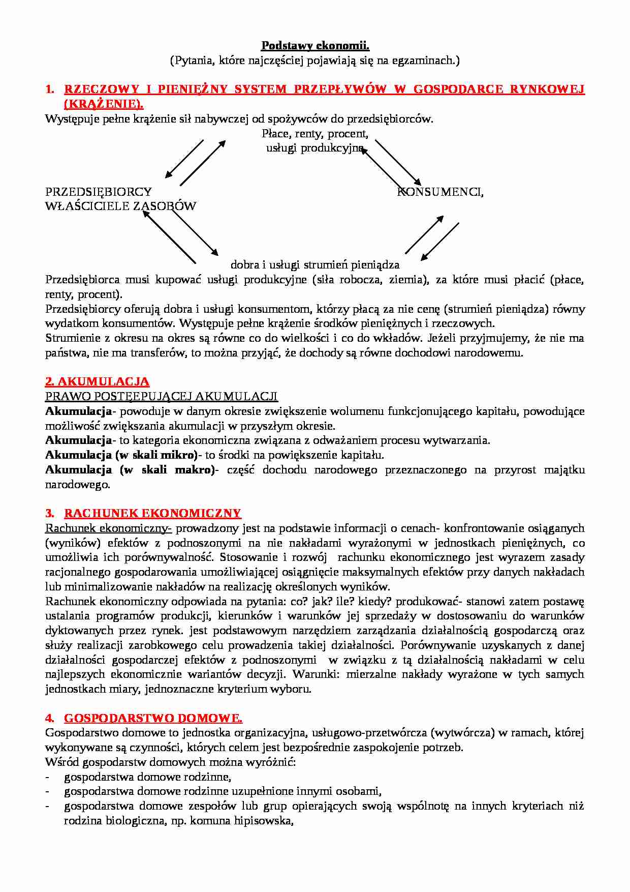 Podstawy ekonomii - najważniejsze zagadnienia  - strona 1