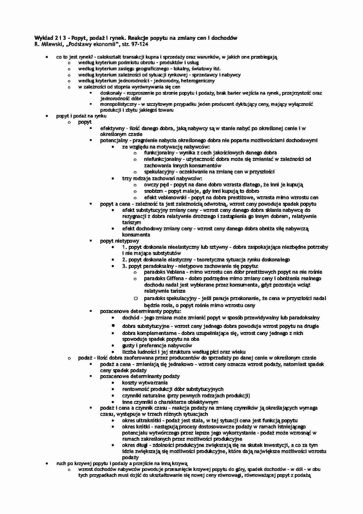 Popyt, podaż i rynek  - strona 1