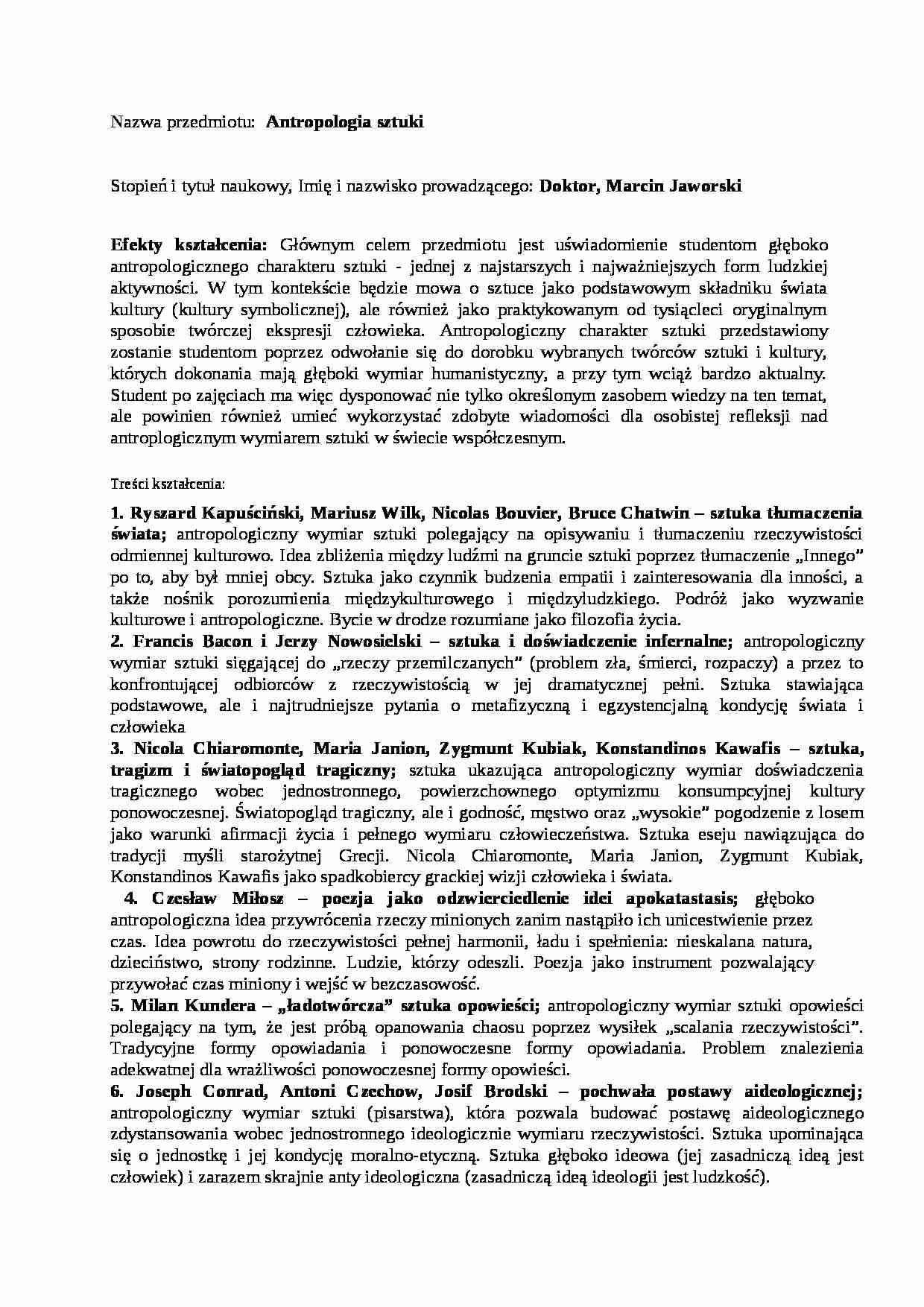 Antropologia sztuki - zagadnienia problemowe - strona 1