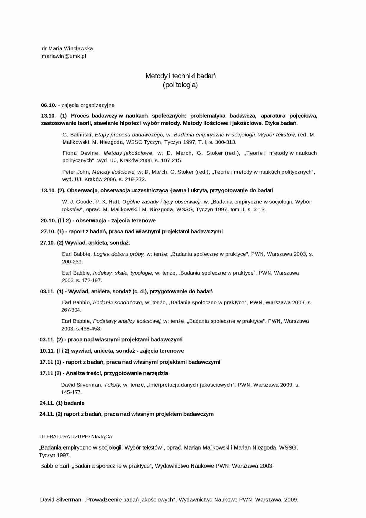 Metody badań w socjologii - wstęp - strona 1