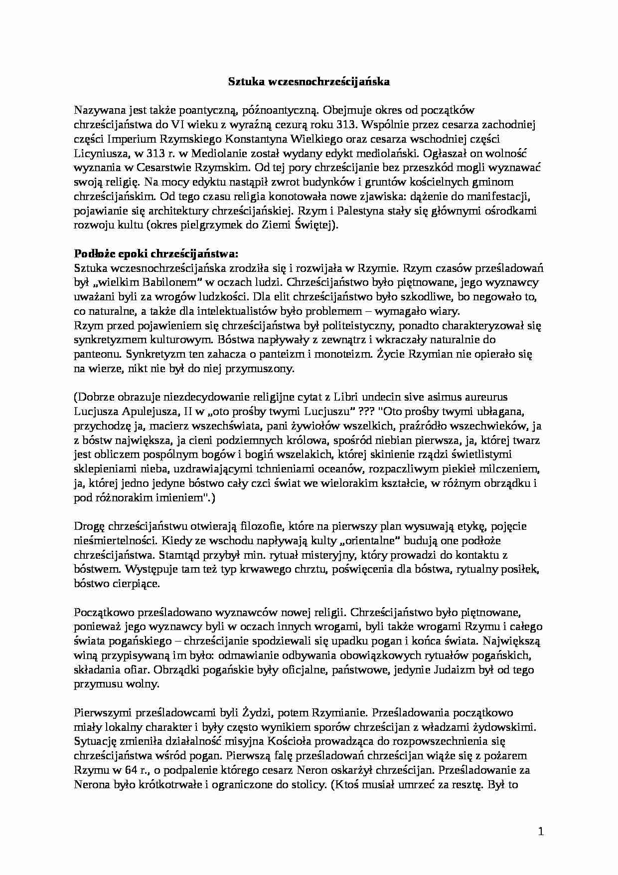 Sztuka wczesnochrześcijańska - strona 1