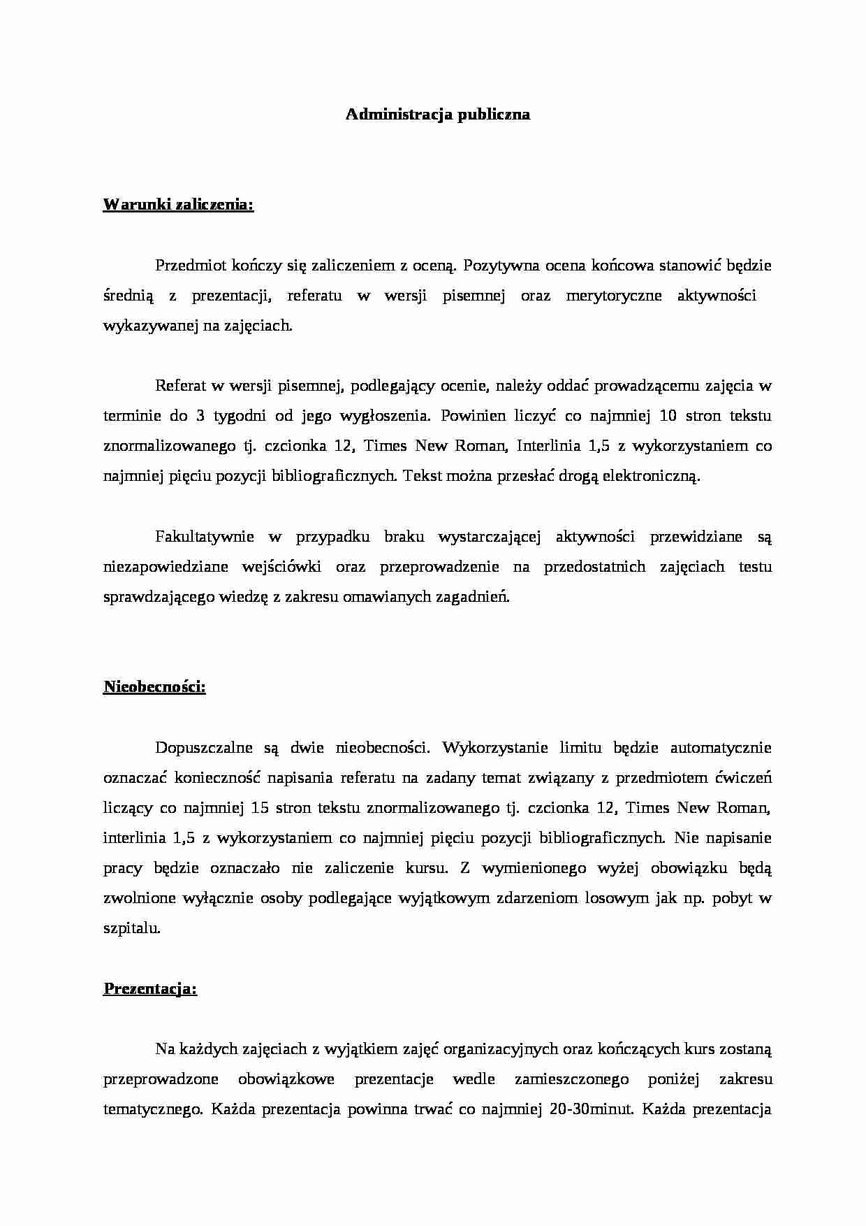 Administracja publiczna - zarys tematu - strona 1