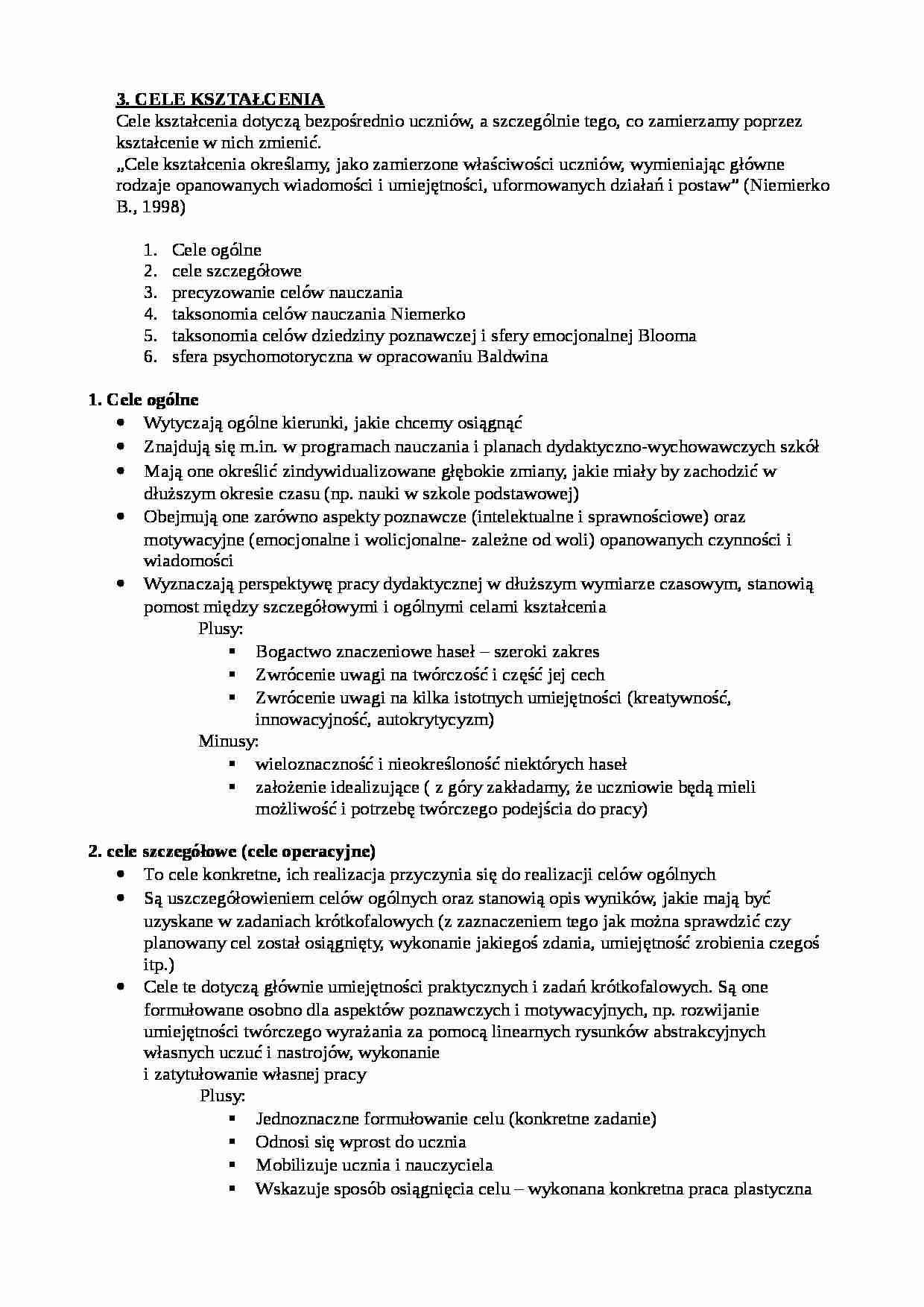 Cele kształcenia - umiejętności - strona 1