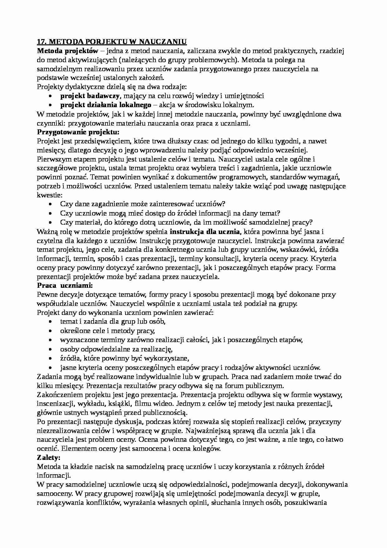 Metoda projektu w nauczaniu  - strona 1