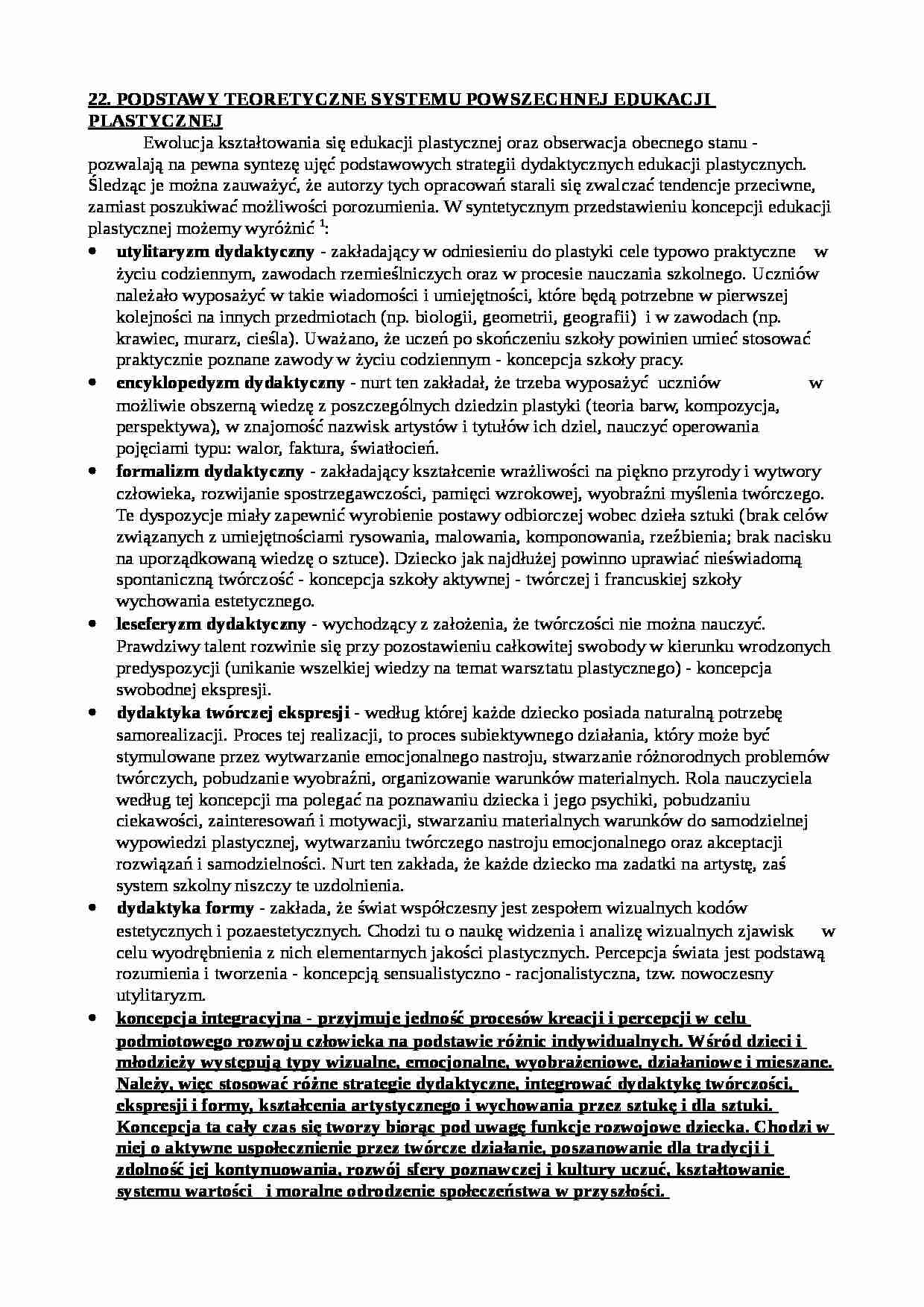 System powszechnej edukacji plastycznej  - strona 1