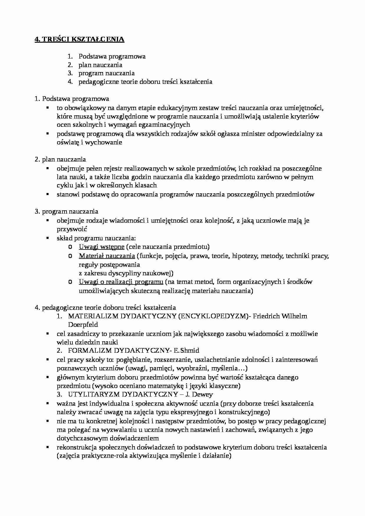 Treści kształcenia  - strona 1