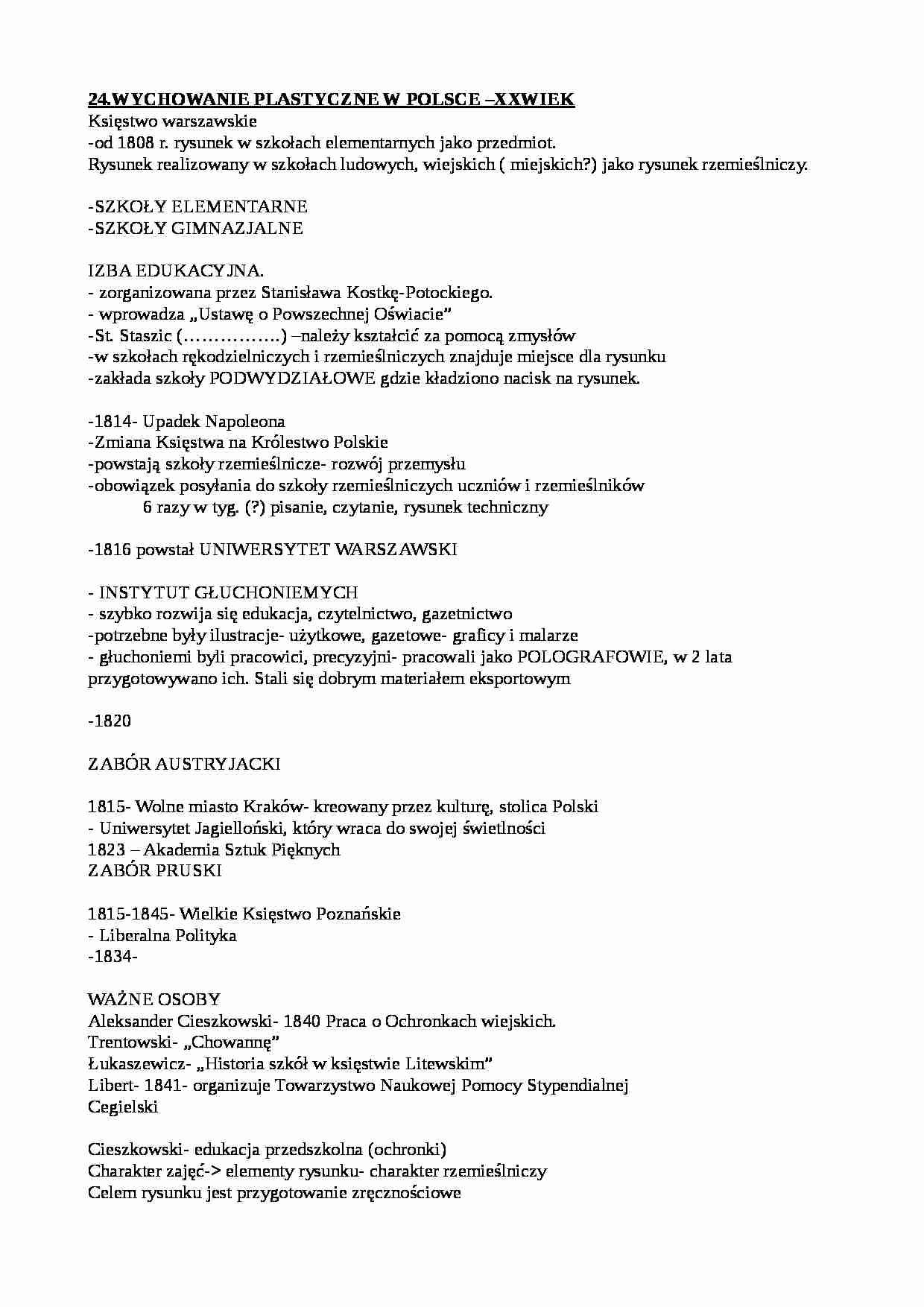 Wychowanie plastyczne w Polsce w XX w.  - strona 1
