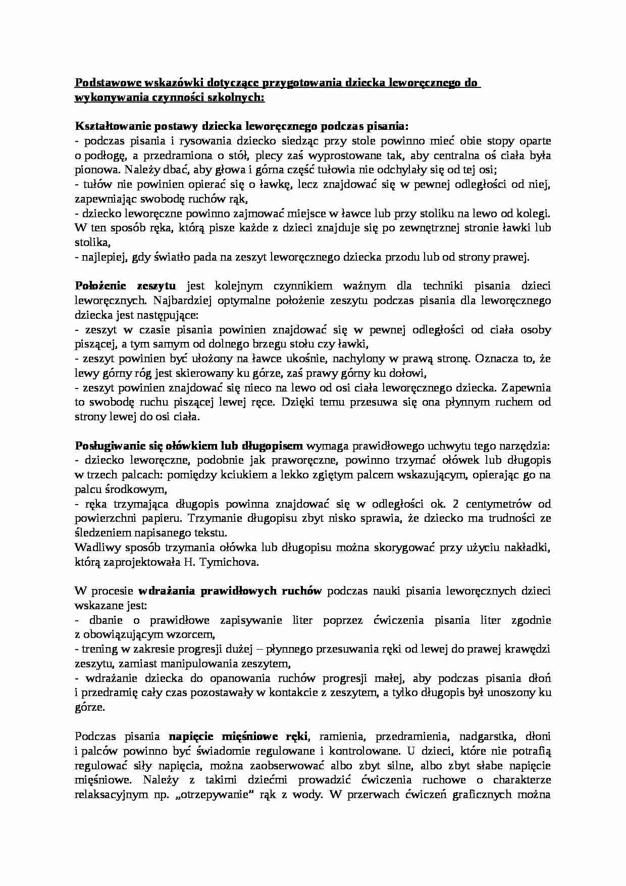 Leworęczność - opracowanie  - strona 1