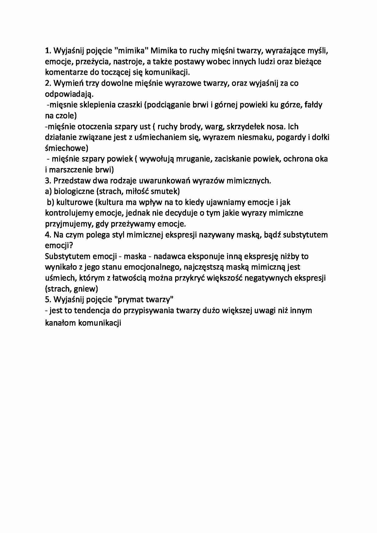 Mimika - opracowanie  - strona 1