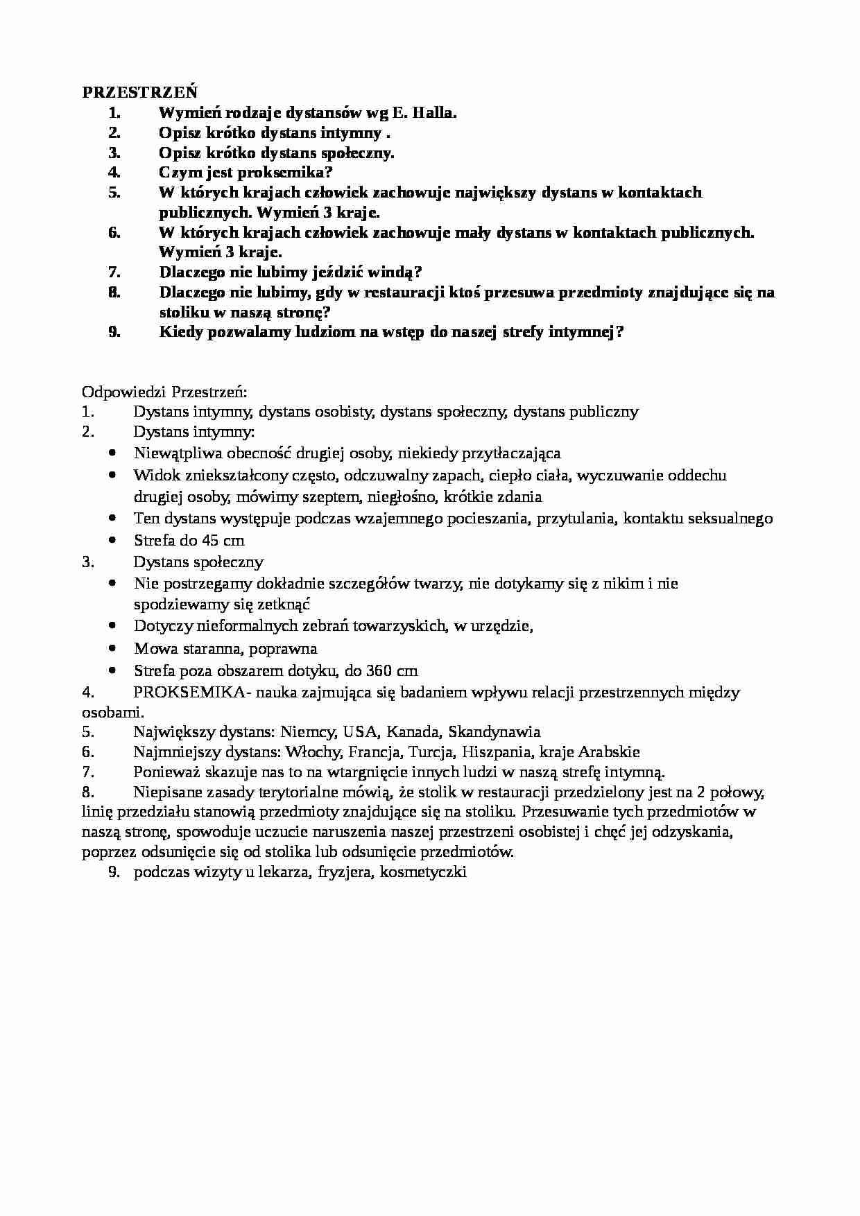 Przestrzeń - opracowanie zagadnień  - strona 1