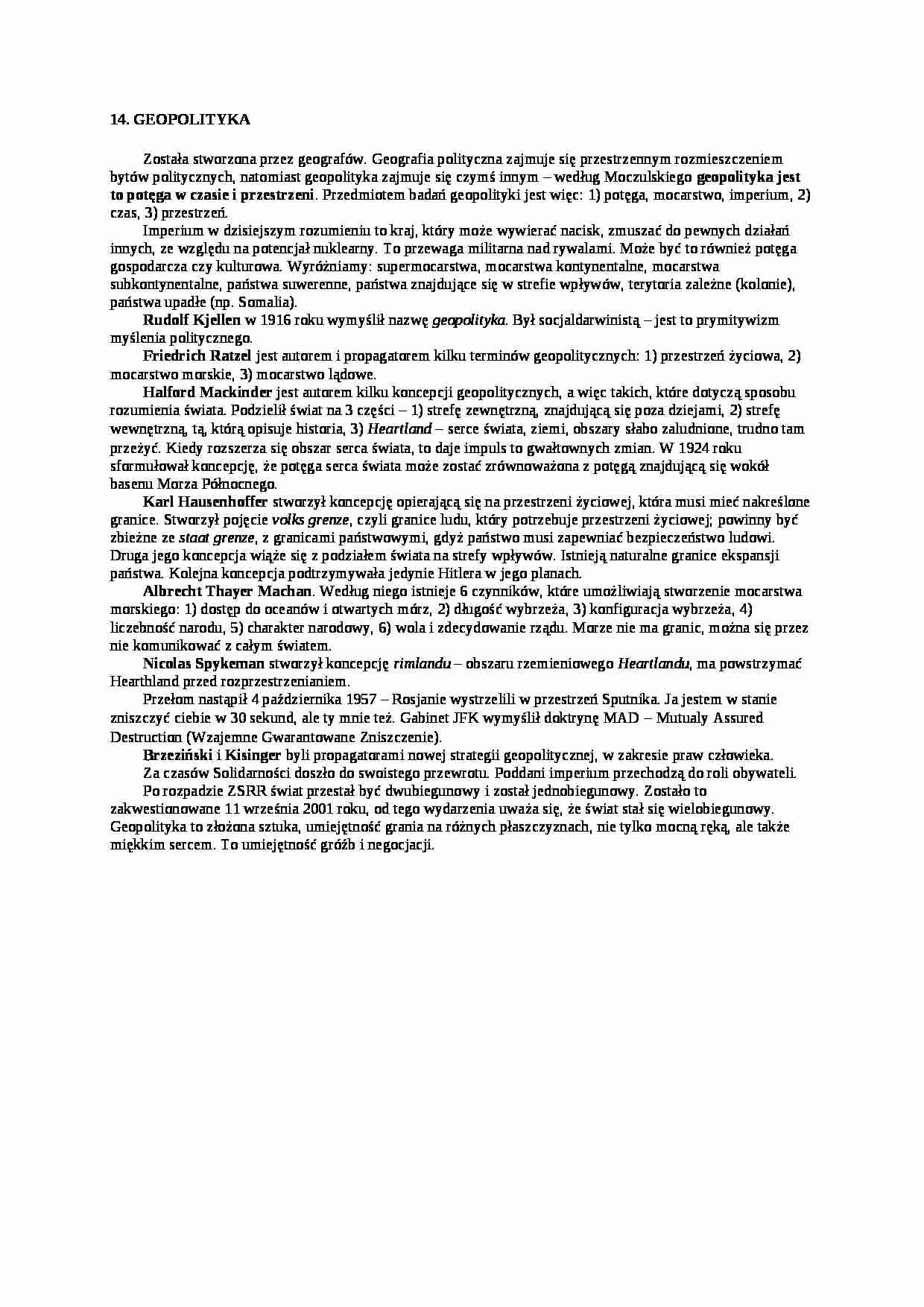 Geopolityka - wyjaśnienie pojęcia  - strona 1