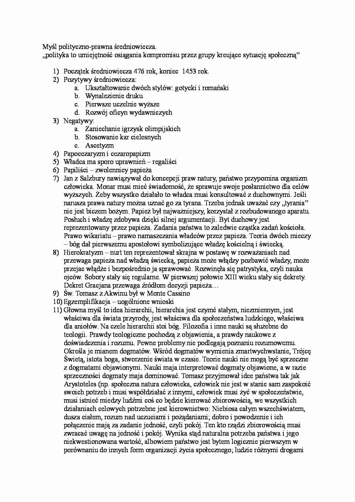 Myśl polityczno-prawna średniowiecza - strona 1