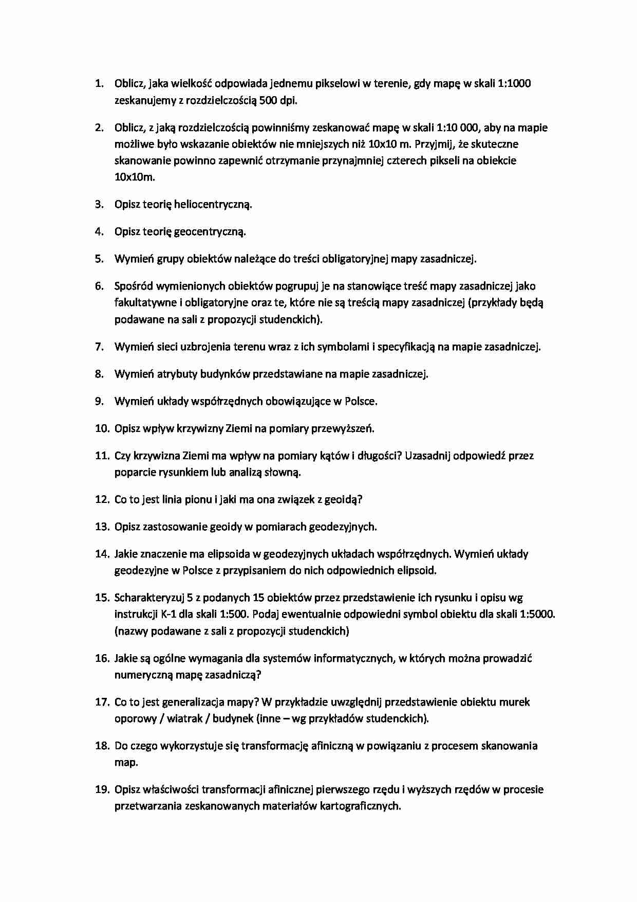 Systemy informacji przestrzennej - egzamin - strona 1