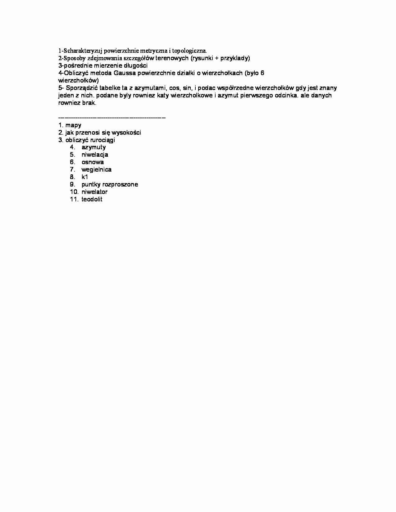 Kolokwium z geodezji - strona 1
