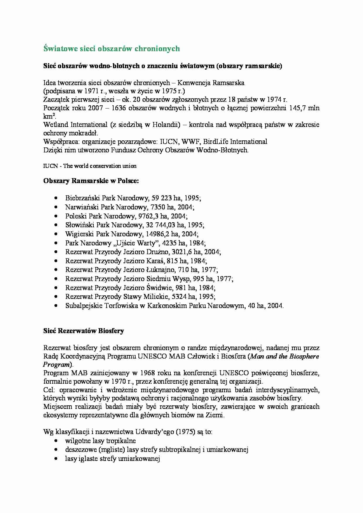 Światowe sieci obszarów chronionych - strona 1