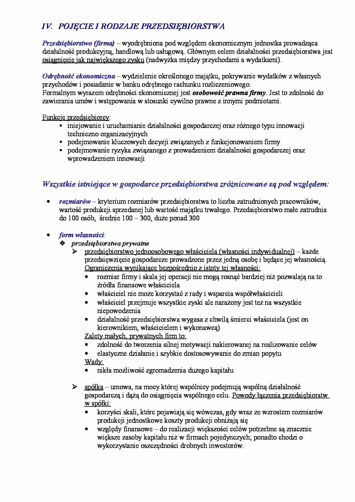 Pojęcie i rodzaje przedsiębiorstwa - strona 1