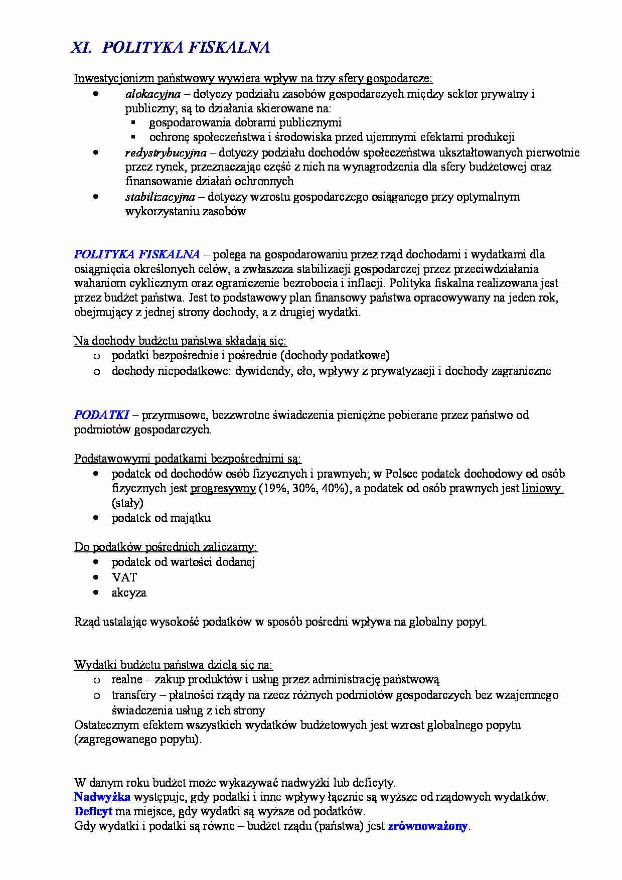 Polityka Fiskalna - ekonomia - strona 1