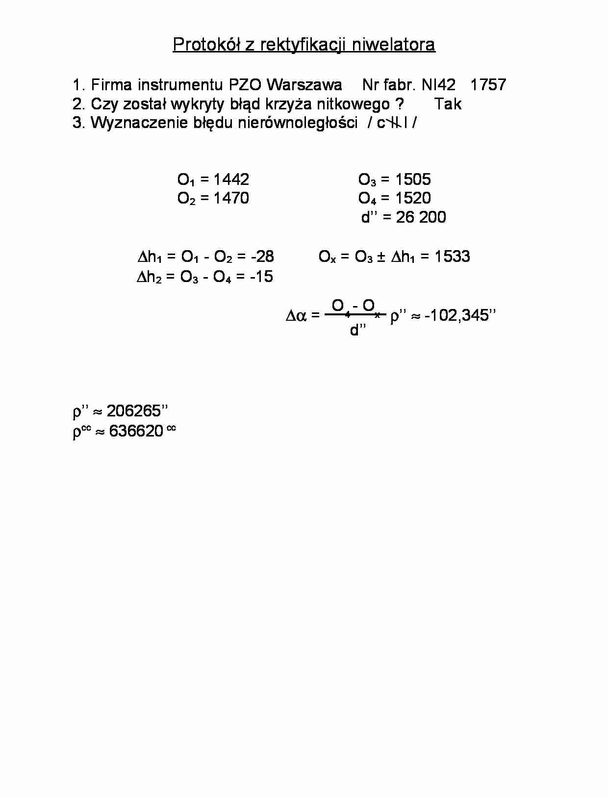 Rektyfikacja Niwelatora - geodezja - strona 1