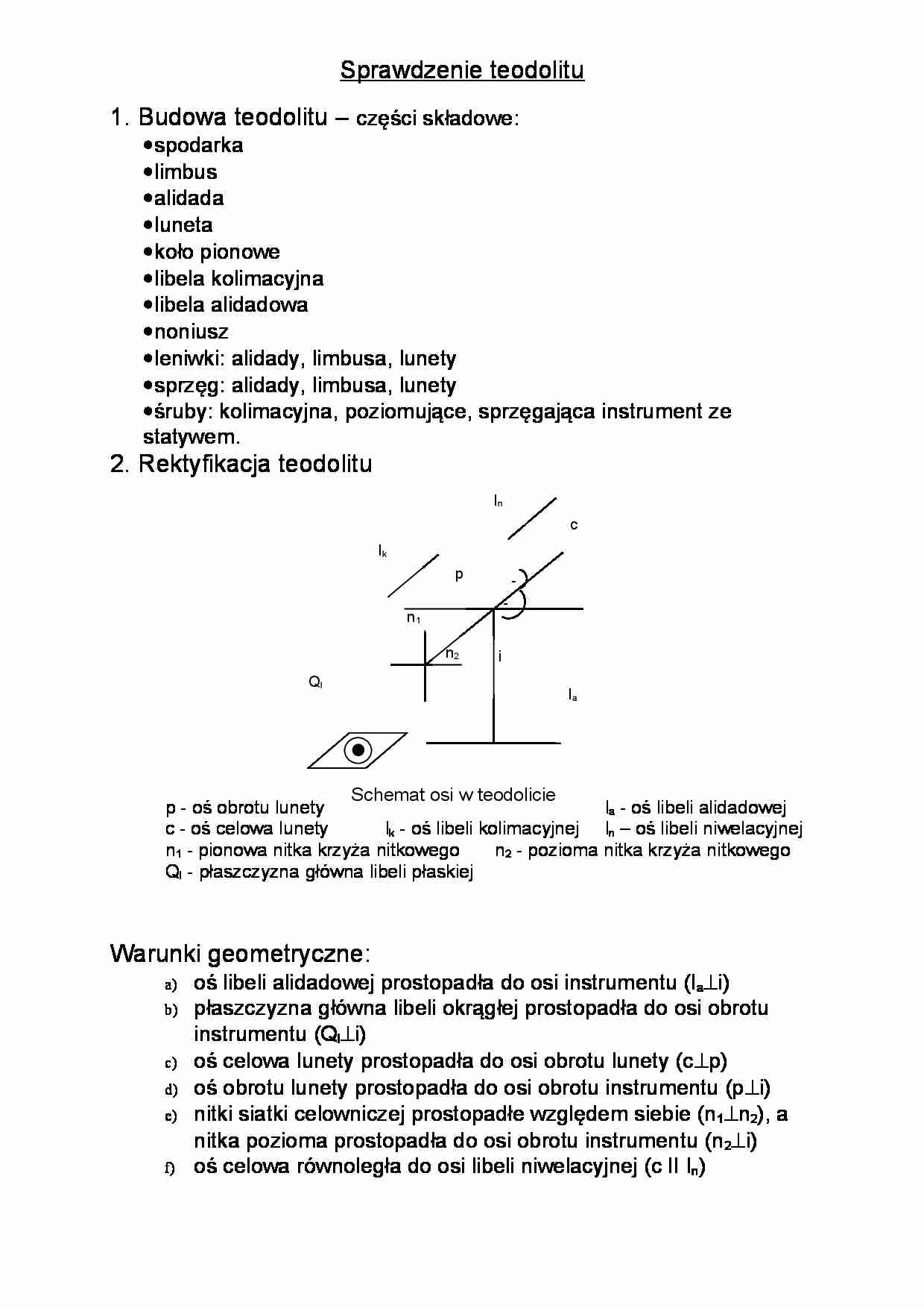 Sprawdzenie teodolitu - geodezja - strona 1