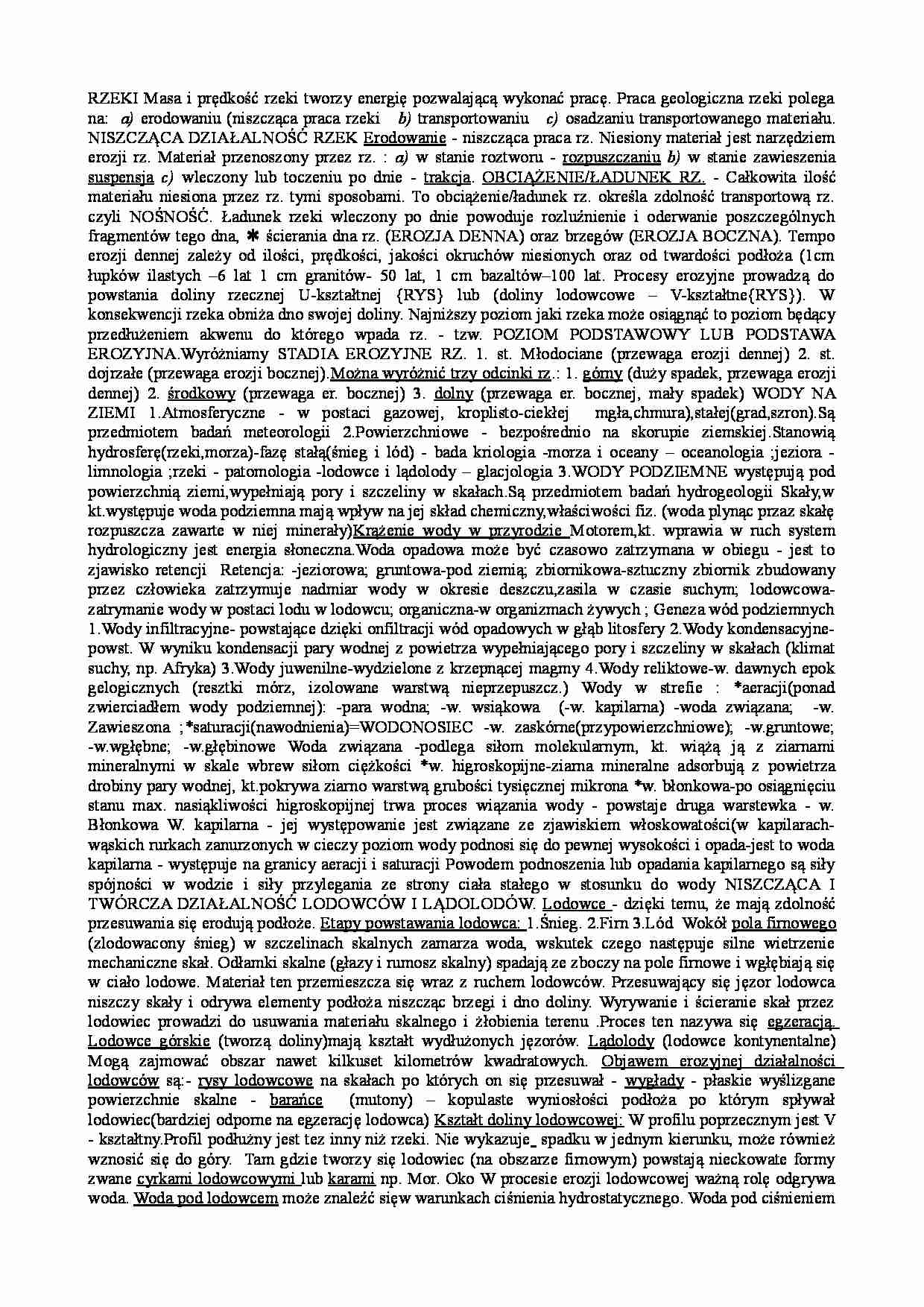 Kolokwium - rzeki, morza, lodowce - strona 1