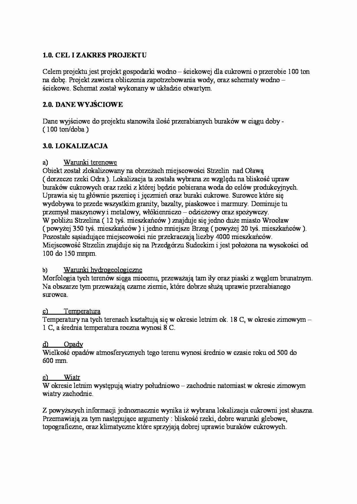 Projekt cukrowni - gospodarka wodna - strona 1