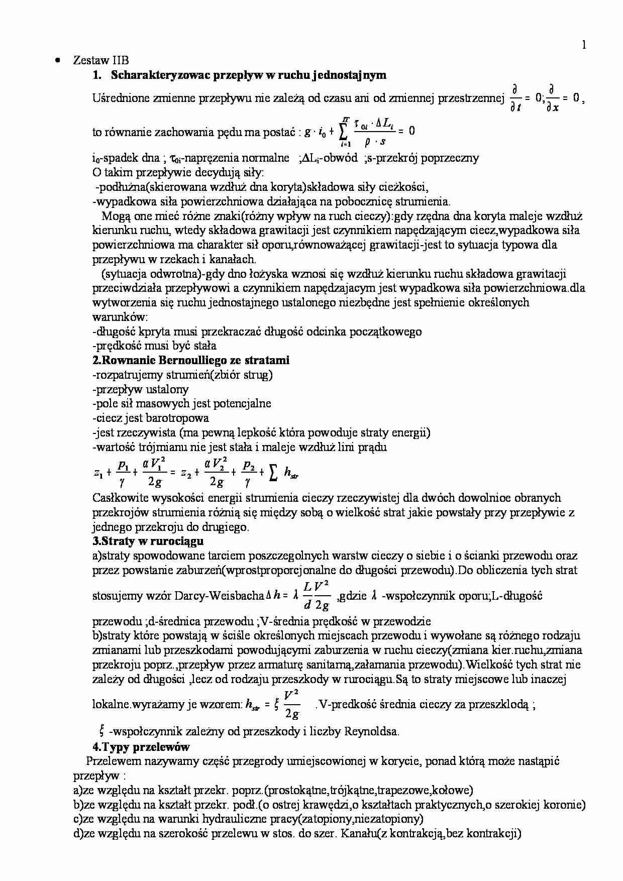 Odpowiedzi na zaliczenie - hydraulika - strona 1