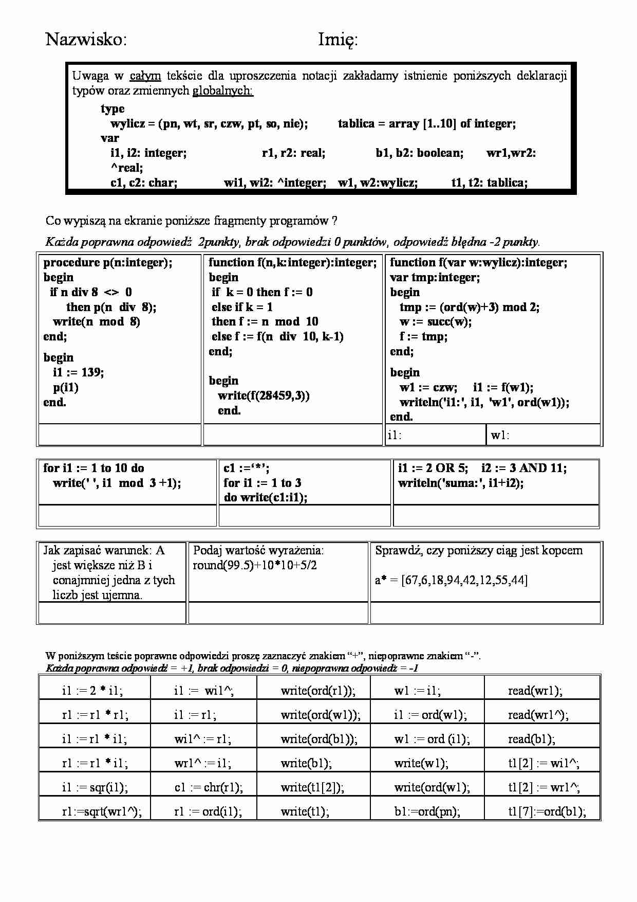 Egzamin z informatyki - Zmienna globalna - strona 1