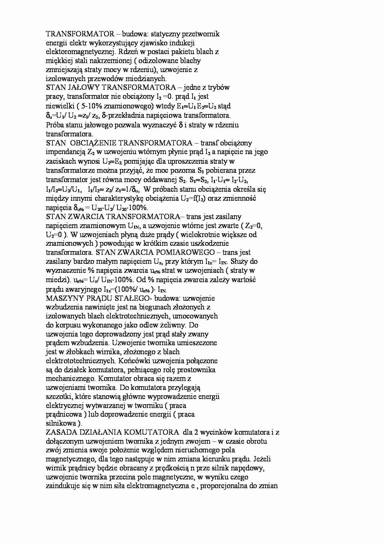 Instalacje elektryczne - transformator - strona 1