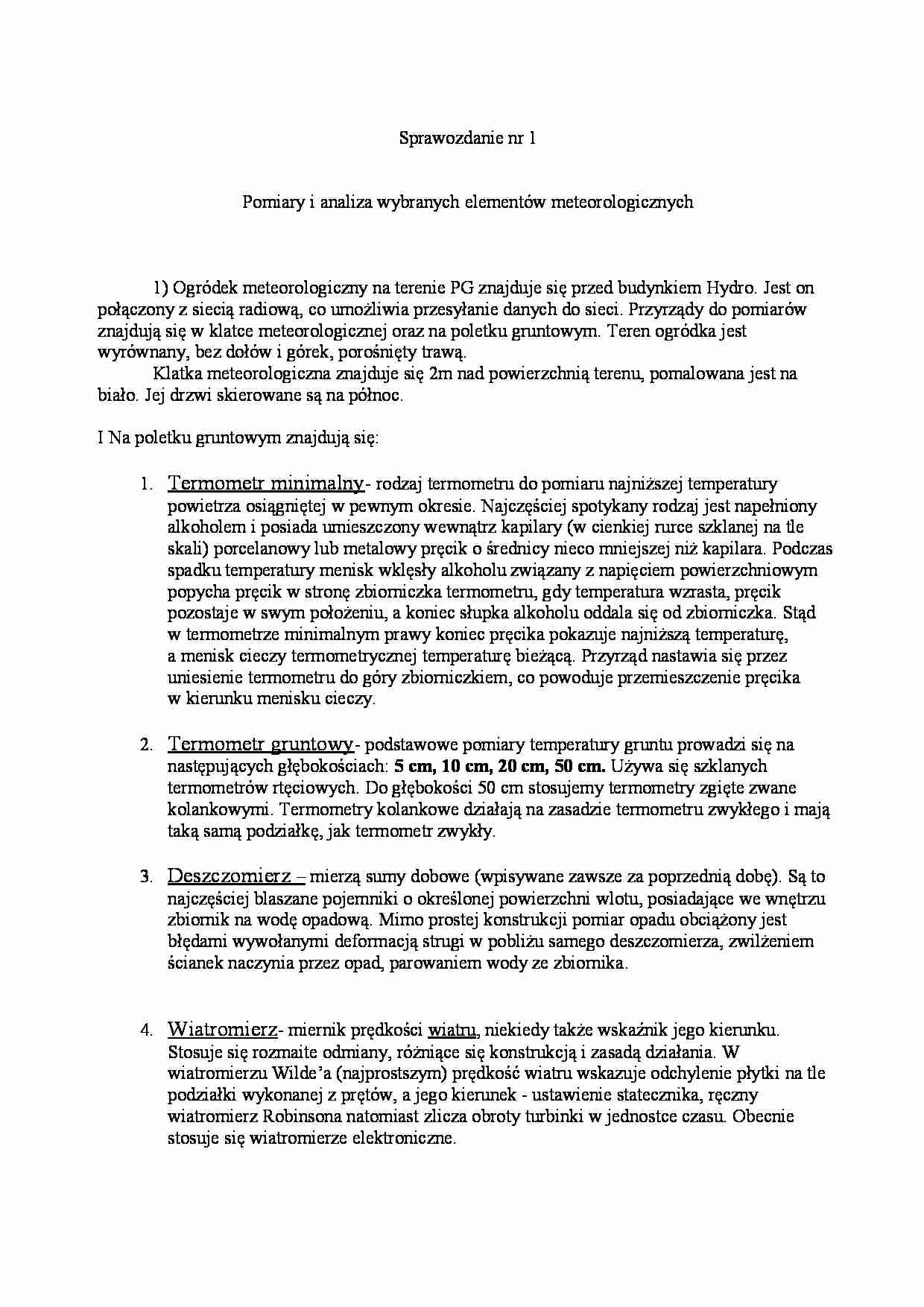 Pomiar i analiza wybranych elementów meterologicznych - strona 1