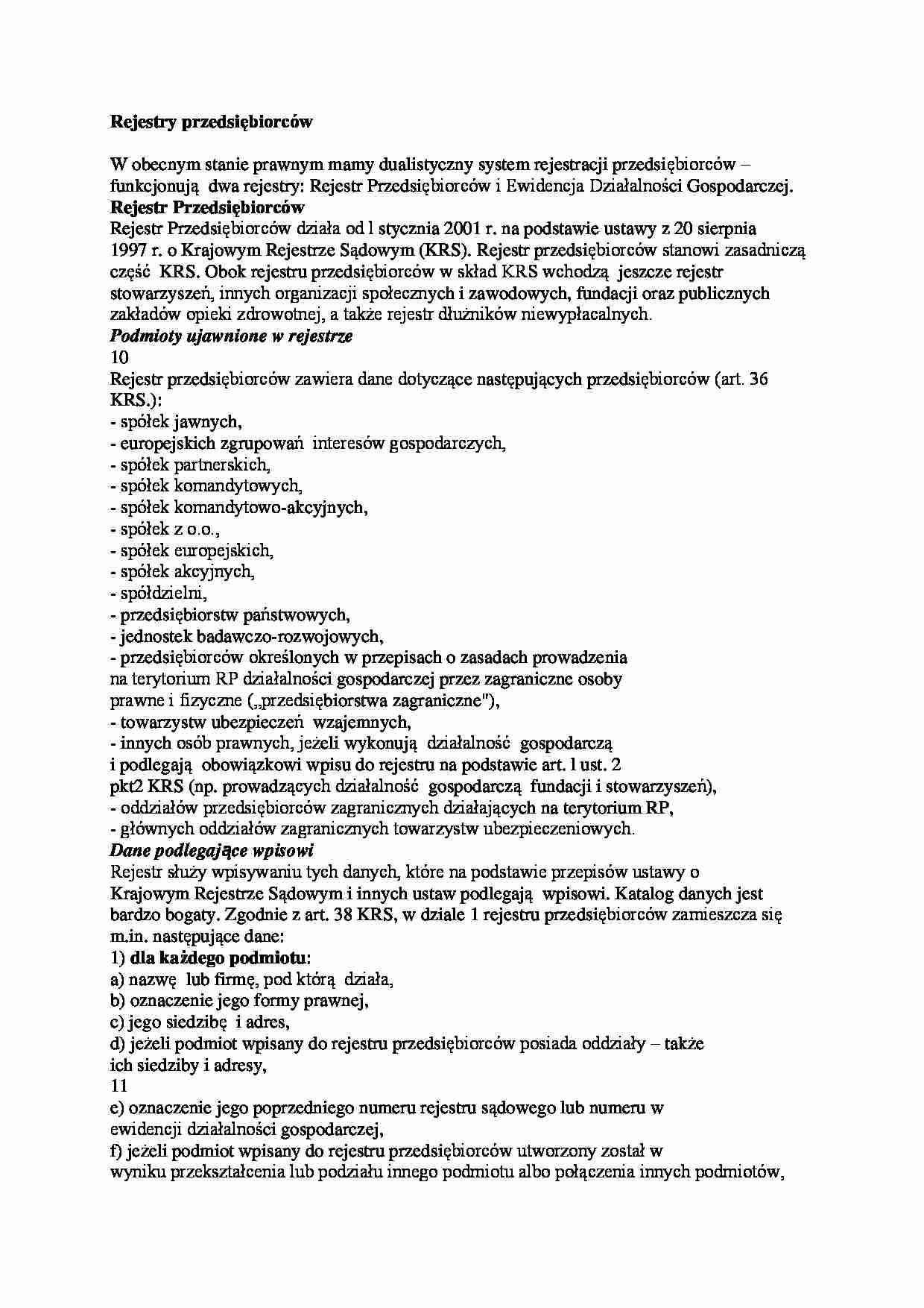 Rejestry przedsiębiorców - strona 1