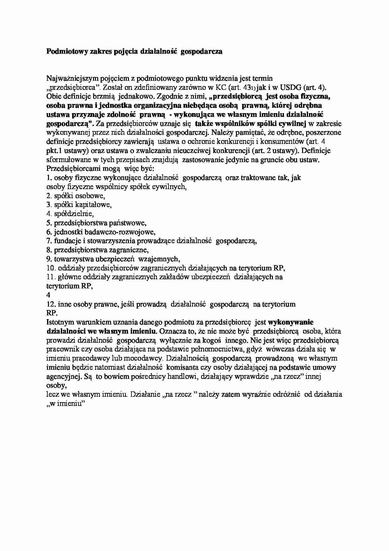 Działalność gospodarcza - zakres podmiotowy - strona 1