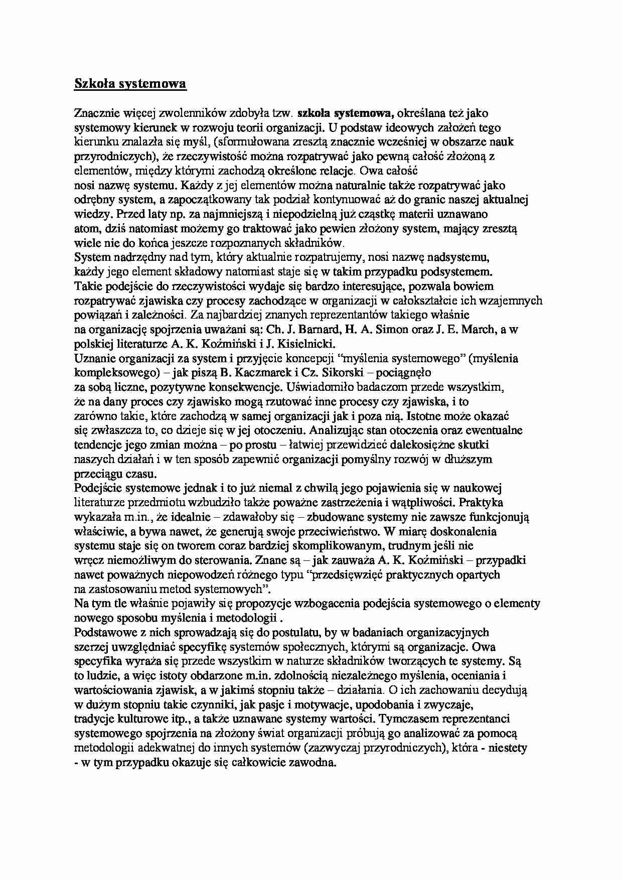 Szkoła systemowa w zarządzaniu - strona 1
