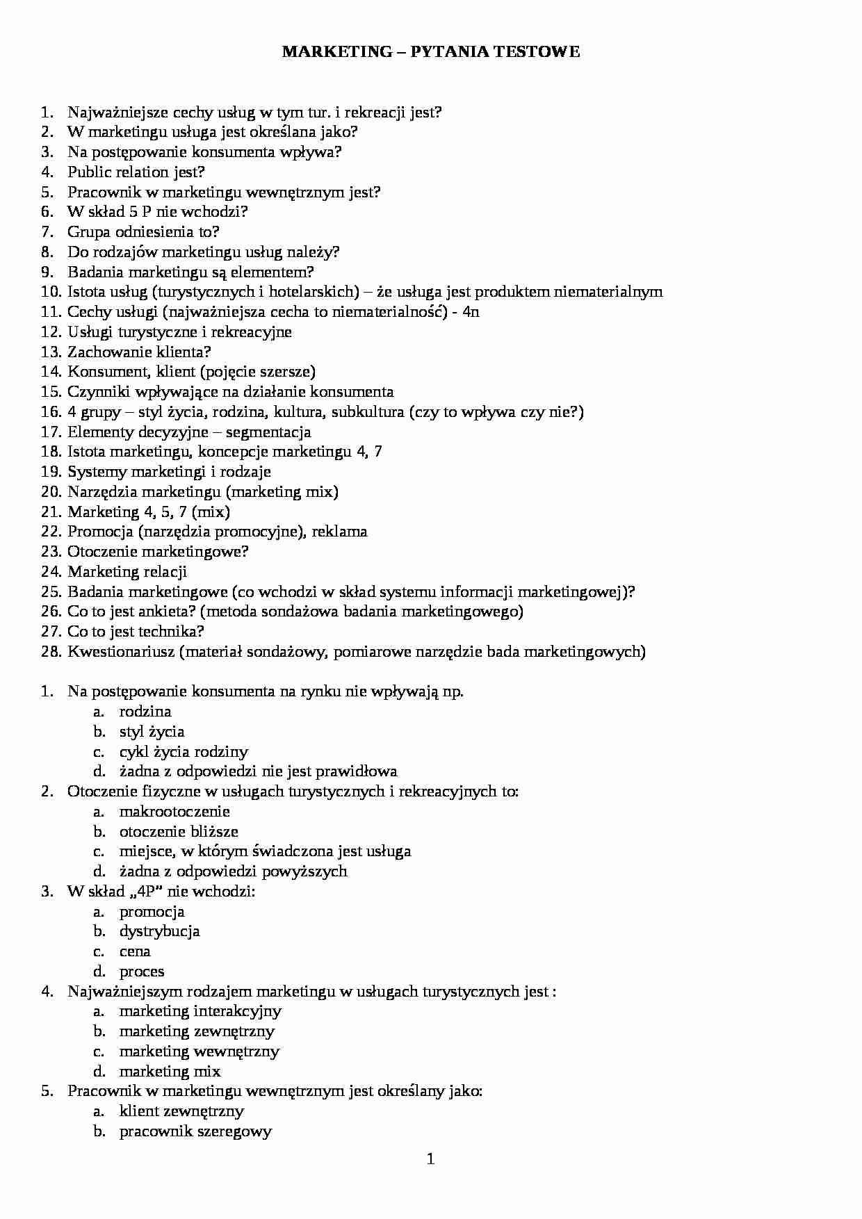 Podstawy marketingu - egzamin - strona 1
