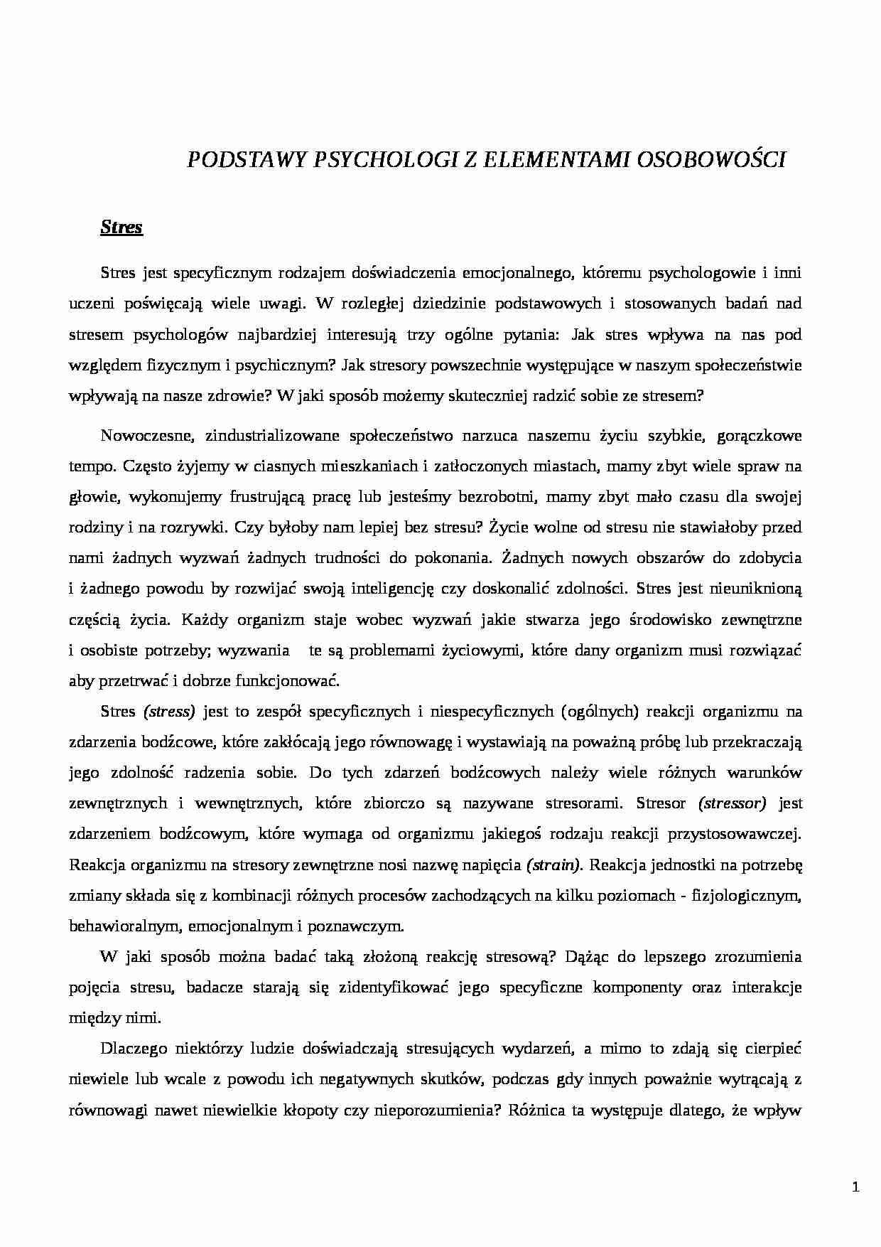 Stres - referat - strona 1