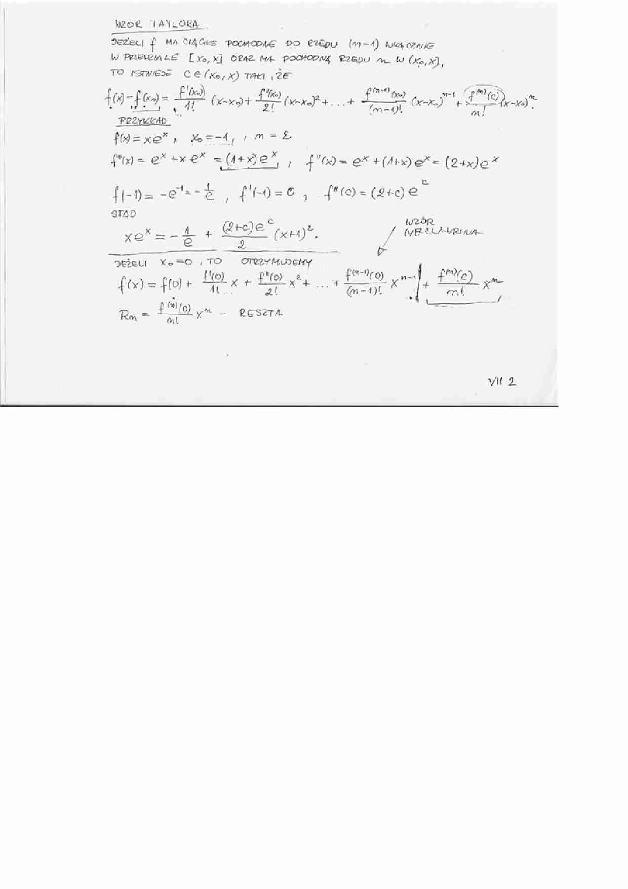 Wzór Taylora - wykład - strona 1