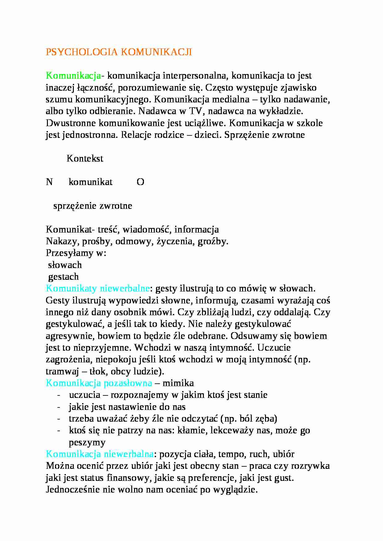 Psychologia komunikacji - ćwiczenia - strona 1