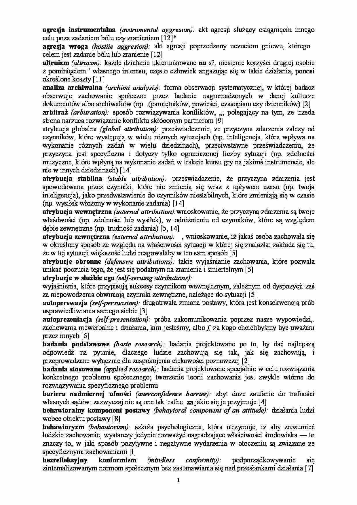 Psychologia - słownik - strona 1