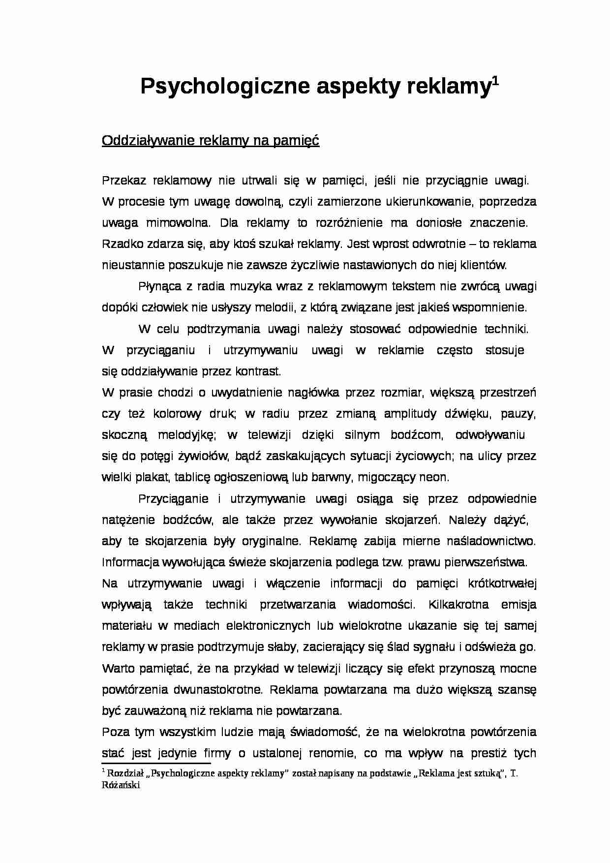 Psychologiczne aspekty reklamy - strona 1
