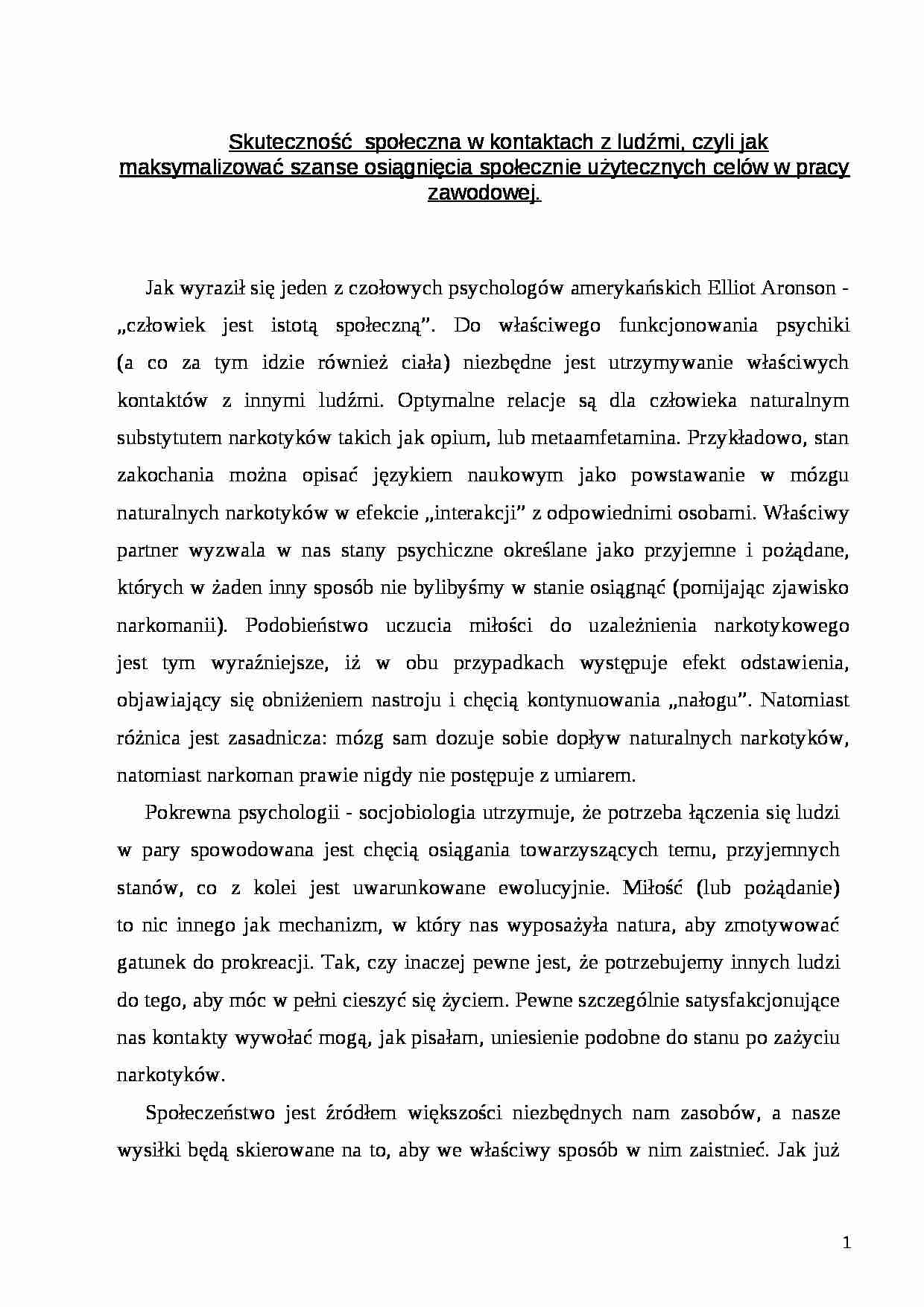 Psychologia - praca semestralna - strona 1