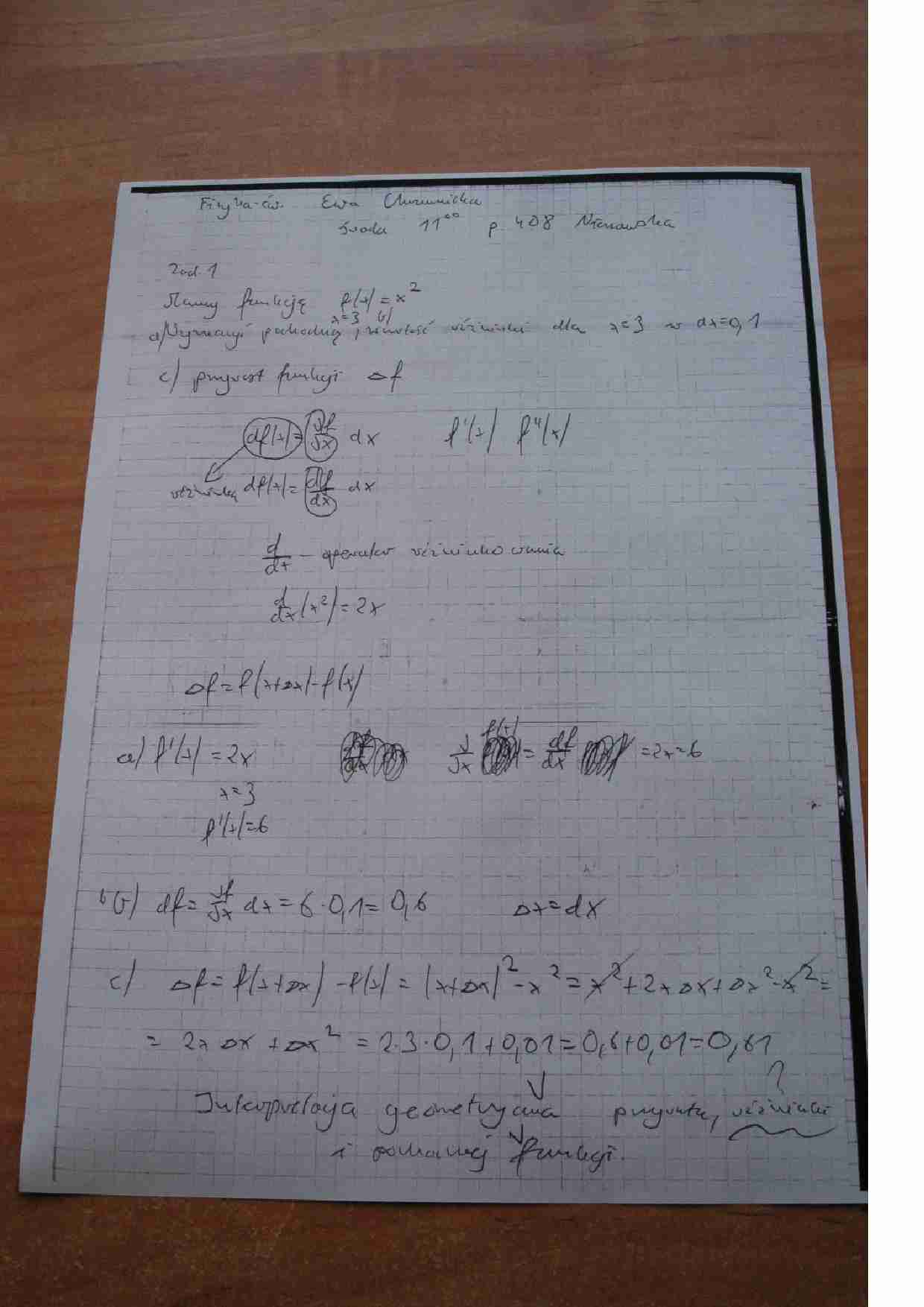 Ćwiczenia z fizyki - funkcja f(x) =x^2 - strona 1