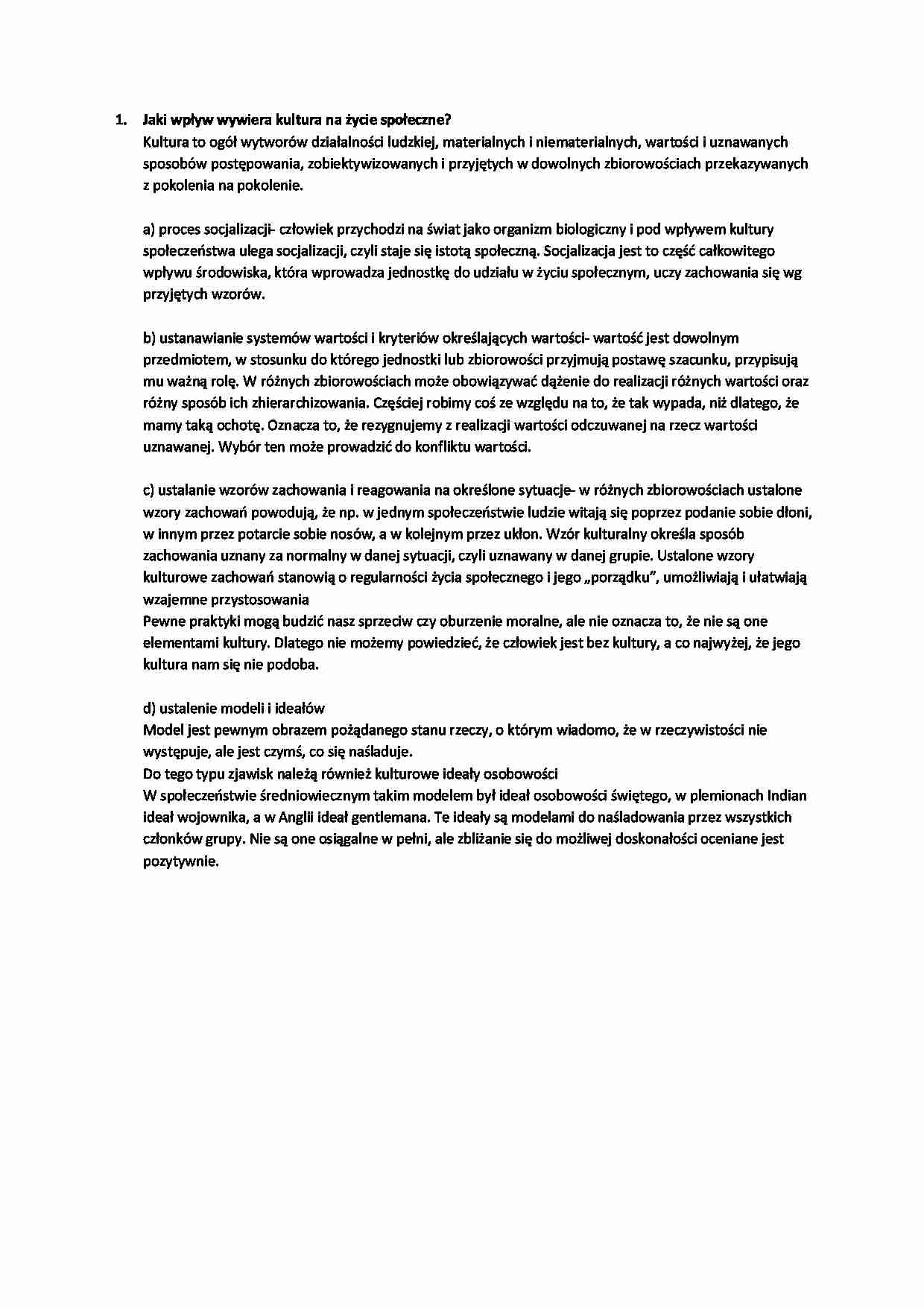 Wpływ kultury na życie społeczne - strona 1