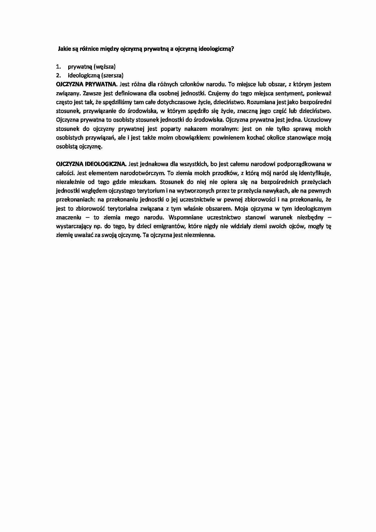 Różnice między ojczyzną prywatną a ojczyzną ideologiczną - strona 1